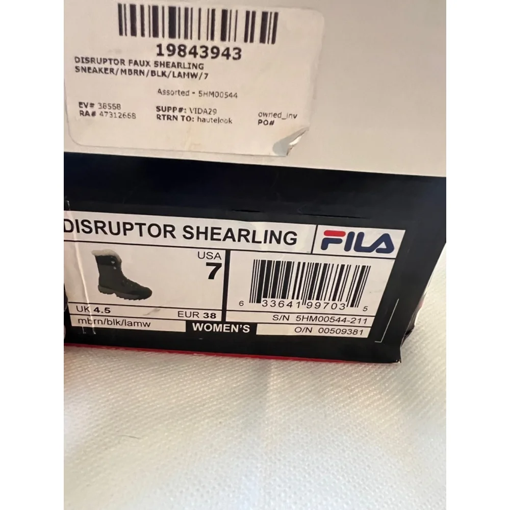 NIB Fila Disruptor Shearling Sneakers Boots Women size 7 Brown/Black